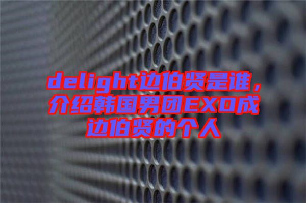 delight邊伯賢是誰，介紹韓國男團EXO成邊伯賢的個人