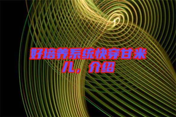 好培養(yǎng)系統(tǒng)快穿甘米兒，介紹