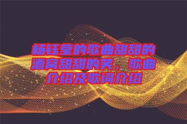 楊鈺瑩的歌曲甜甜的酒窩甜甜的笑，歌曲介紹及歌詞介紹