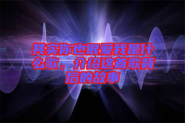 其實(shí)你也很愛我是什么歌，介紹這首歌背后的故事