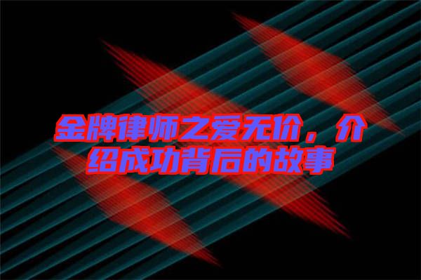 金牌律師之愛無價(jià)，介紹成功背后的故事