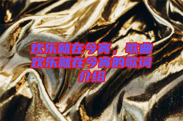 歡樂就在今宵，歌曲歡樂就在今宵的歌詞介紹