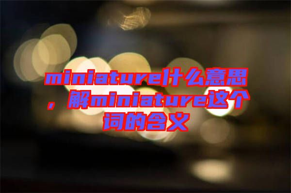 miniature什么意思，解miniature這個詞的含義