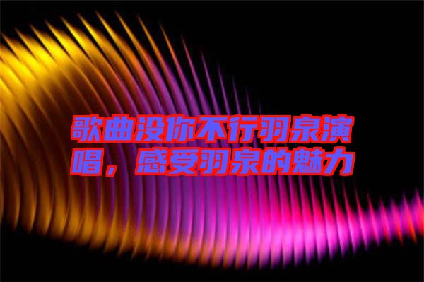歌曲沒你不行羽泉演唱，感受羽泉的魅力