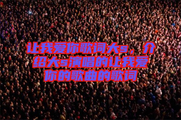 讓我愛你歌詞大s，介紹大s演唱的讓我愛你的歌曲的歌詞