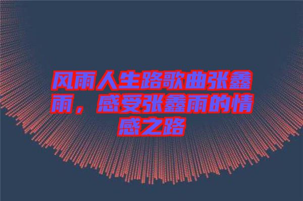 風(fēng)雨人生路歌曲張?chǎng)斡?，感受張?chǎng)斡甑那楦兄? width=