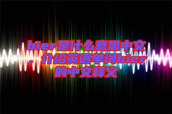 bier是什么意思中文，介紹英語單詞bier的中文釋義