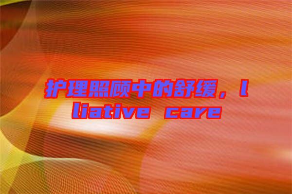 護理照顧中的舒緩，lliative care