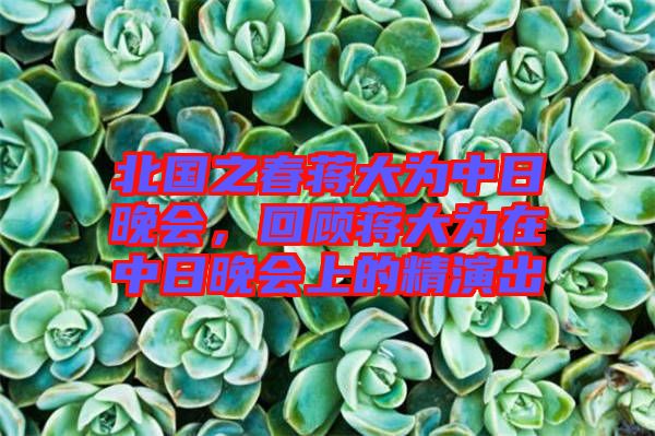 北國之春蔣大為中日晚會，回顧蔣大為在中日晚會上的精演出