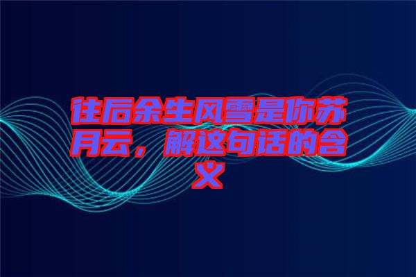 往后余生風(fēng)雪是你蘇月云，解這句話的含義