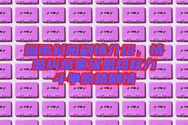 煙雨斜陽劇情介紹，情感糾葛家族恩怨權力斗爭的精劇情