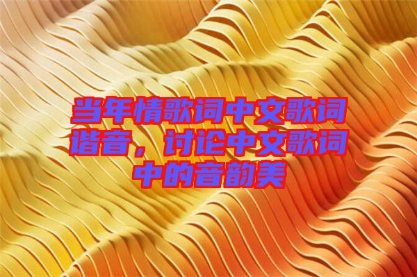 當(dāng)年情歌詞中文歌詞諧音，討論中文歌詞中的音韻美