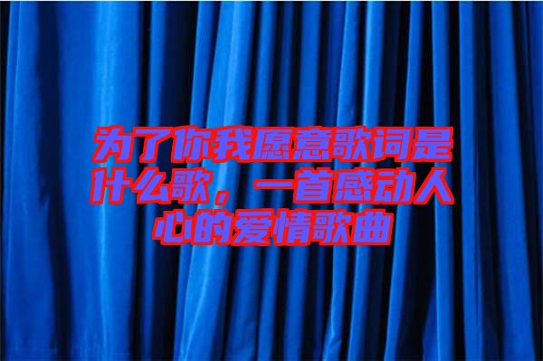 為了你我愿意歌詞是什么歌，一首感動人心的愛情歌曲