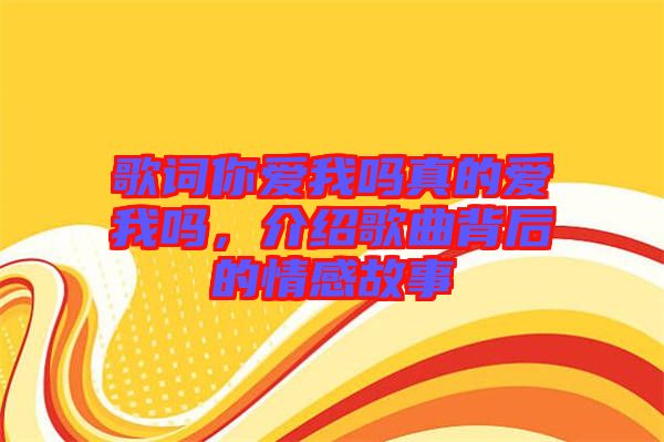 歌詞你愛我嗎真的愛我嗎，介紹歌曲背后的情感故事