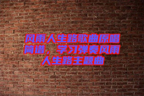 風雨人生路歌曲原唱簡譜，學習彈奏風雨人生路主題曲