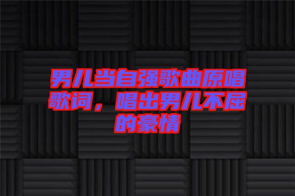 男兒當(dāng)自強(qiáng)歌曲原唱歌詞，唱出男兒不屈的豪情