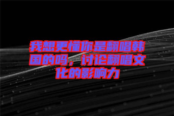 我想更懂你是翻唱韓國(guó)的嗎，討論翻唱文化的影響力