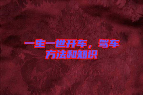 一生一世開(kāi)車(chē)，駕車(chē)方法和知識(shí)