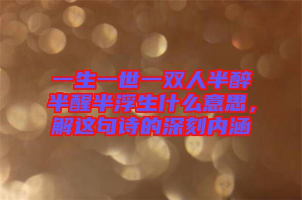 一生一世一雙人半醉半醒半浮生什么意思，解這句詩的深刻內(nèi)涵