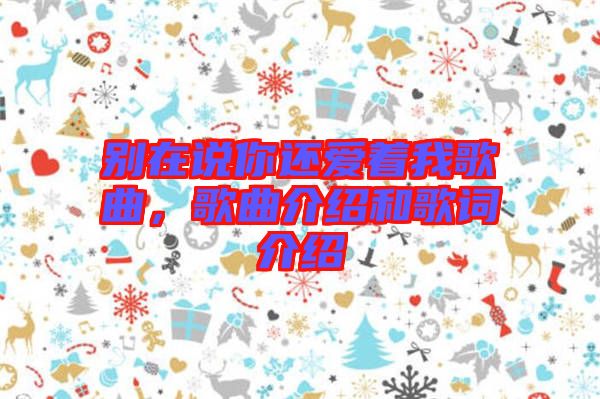 別在說你還愛著我歌曲，歌曲介紹和歌詞介紹
