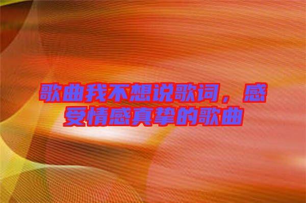 歌曲我不想說(shuō)歌詞，感受情感真摯的歌曲