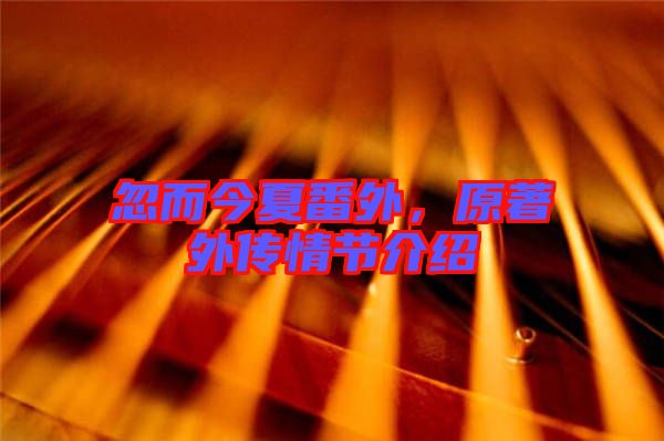 忽而今夏番外，原著外傳情節(jié)介紹