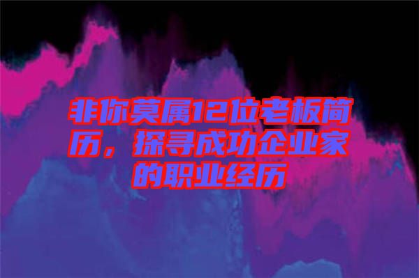 非你莫屬12位老板簡歷，探尋成功企業(yè)家的職業(yè)經(jīng)歷