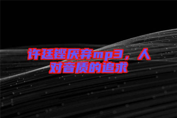 許廷鏗厭棄mp3，人對(duì)音質(zhì)的追求