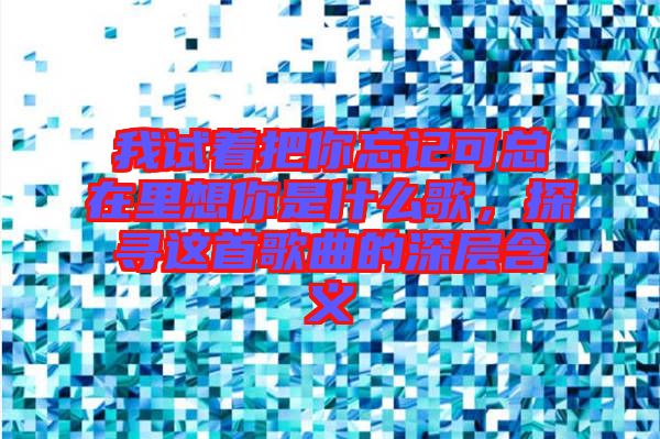 我試著把你忘記可總在里想你是什么歌，探尋這首歌曲的深層含義