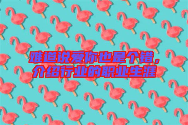 難道說(shuō)愛(ài)你也是個(gè)錯(cuò)，介紹行業(yè)的職業(yè)生涯