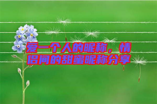 愛一個人的昵稱，情侶間的甜蜜昵稱分享