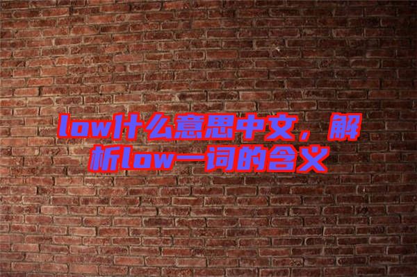 low什么意思中文，解析low一詞的含義