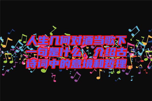 人生幾何對(duì)酒當(dāng)歌下一句是什么，介紹古詩(shī)詞中的意境和哲理