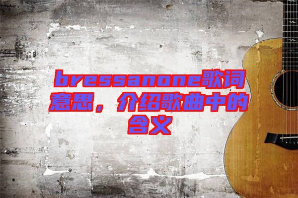 bressanone歌詞意思，介紹歌曲中的含義
