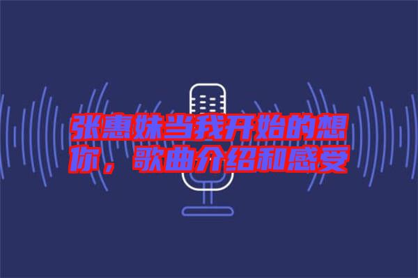張惠妹當(dāng)我開始的想你，歌曲介紹和感受