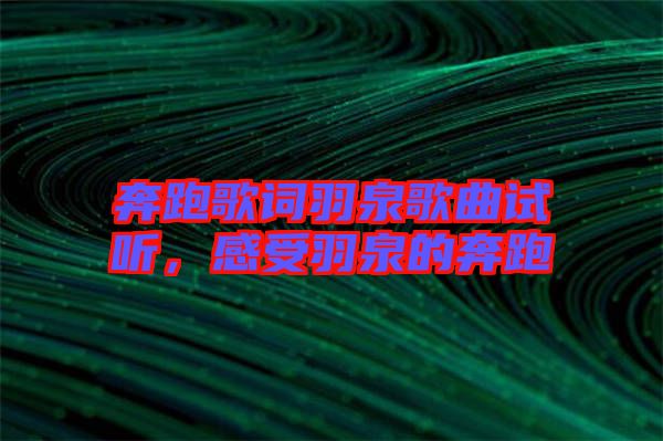 奔跑歌詞羽泉歌曲試聽，感受羽泉的奔跑