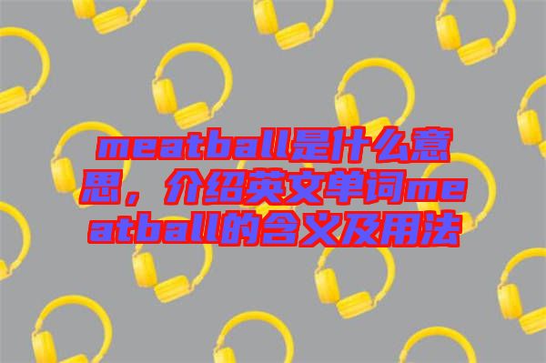 meatball是什么意思，介紹英文單詞meatball的含義及用法