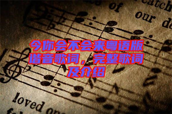今你會(huì)不會(huì)來(lái)粵語(yǔ)版諧音歌詞，完整歌詞及介紹