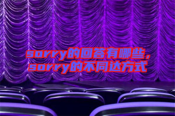 sorry的回答有哪些，sorry的不同達(dá)方式