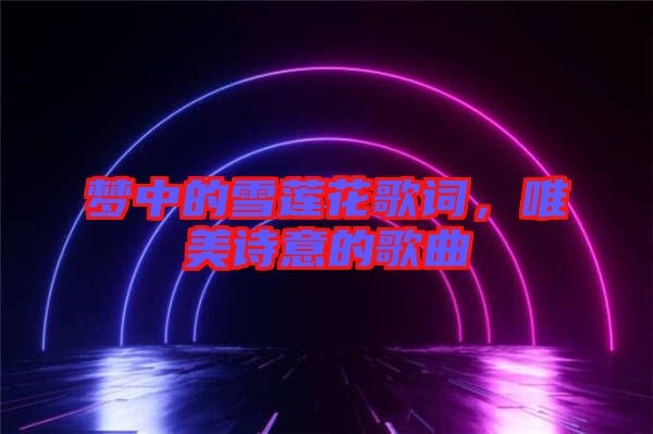 夢中的雪蓮花歌詞，唯美詩意的歌曲