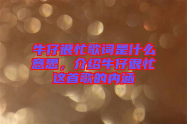 牛仔很忙歌詞是什么意思，介紹牛仔很忙這首歌的內涵