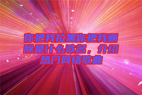 你把我拉黑你把我刪除是什么歌名，介紹熱門網(wǎng)絡歌曲