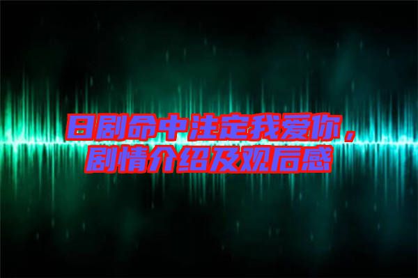 日劇命中注定我愛你，劇情介紹及觀后感