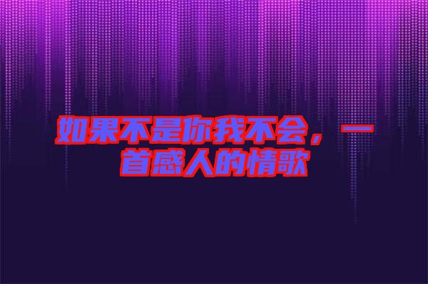 如果不是你我不會，一首感人的情歌