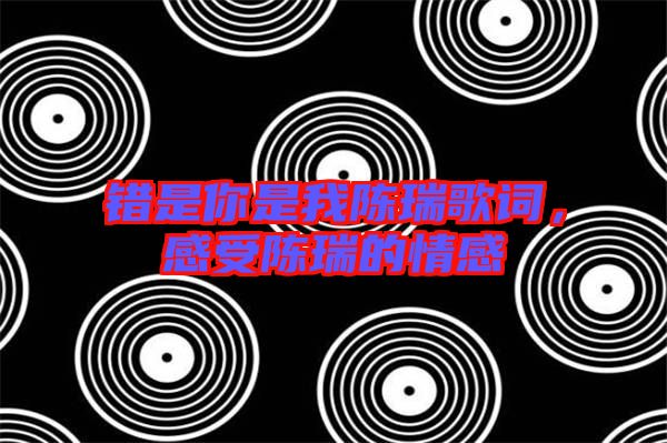錯(cuò)是你是我陳瑞歌詞，感受陳瑞的情感