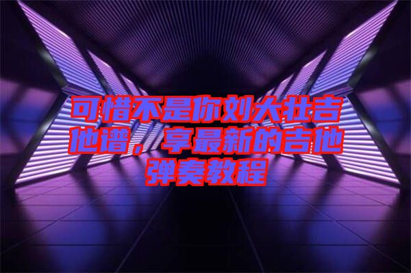 可惜不是你劉大壯吉他譜，享最新的吉他彈奏教程