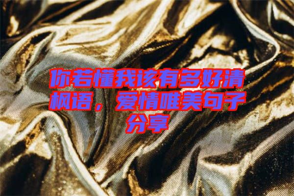 你若懂我該有多好清楓語，愛情唯美句子分享