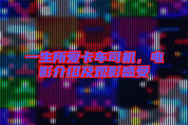 一生所愛(ài)卡車司機(jī)，電影介紹及觀影感受