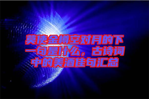 莫使金樽空對(duì)月的下一句是什么，古詩(shī)詞中的美酒佳句匯總