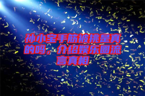 孫小寶手筋被挑是真的嗎，介紹娛樂圈流言真相